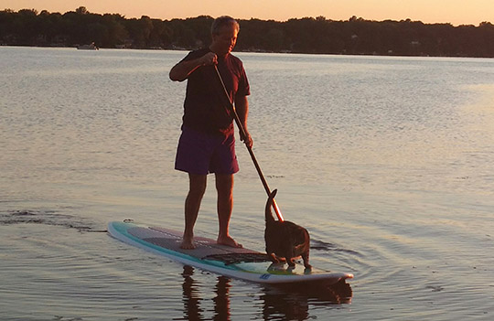 paddleboarding cat